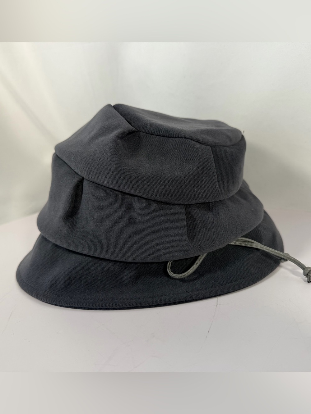 Mario Valentino Vintage Tiered Pleated Bucket Hat Black Size 57.5cm